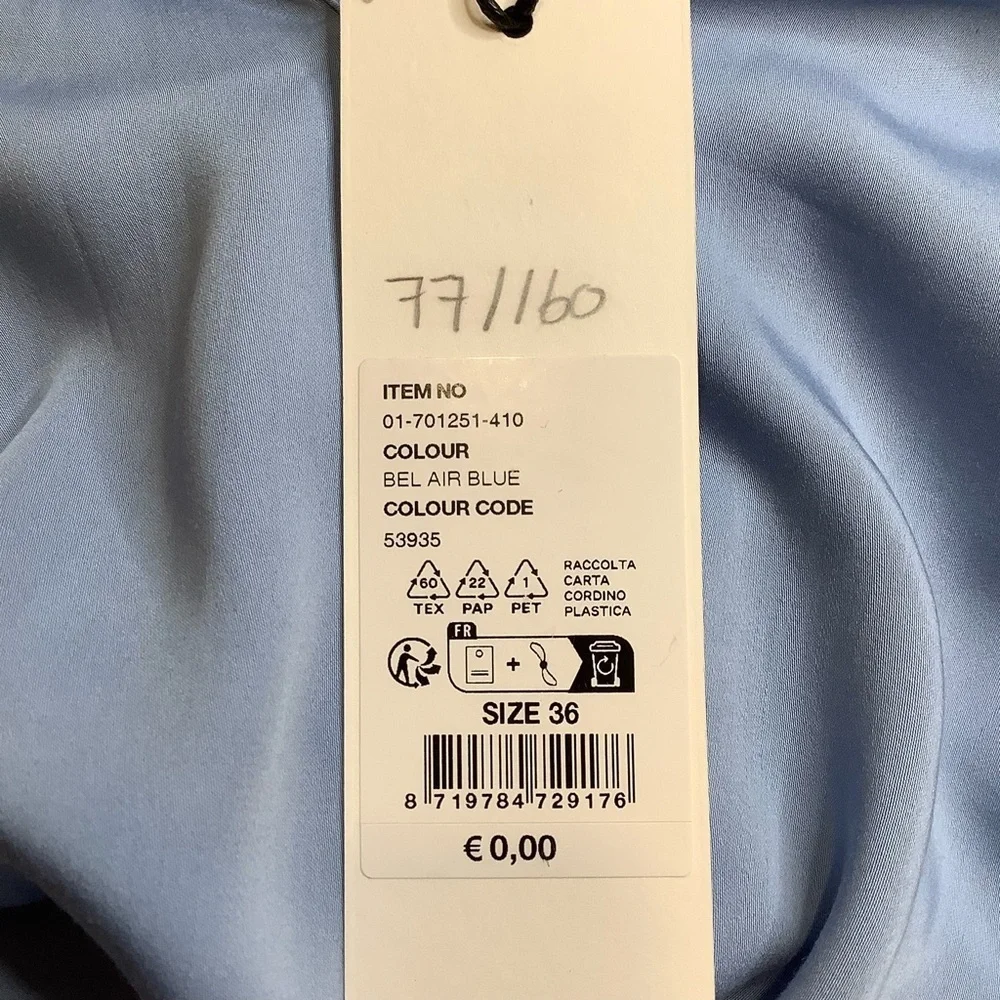 YAYA Women Bel Air Blue Gathered Blouse Size 36 - Picture 12 of 15